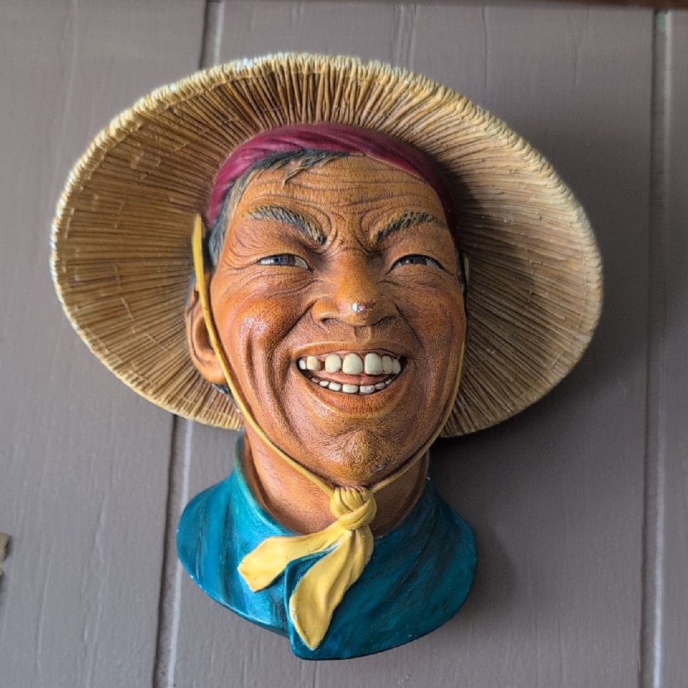 Vintage 1963 Bossons Coolie Chalkware Painted Chinese Man Rare!!